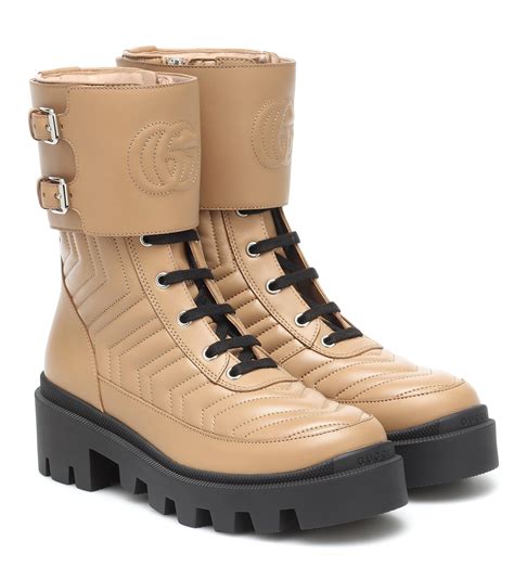 gucci frances leather combat boots|high heel Gucci boots.